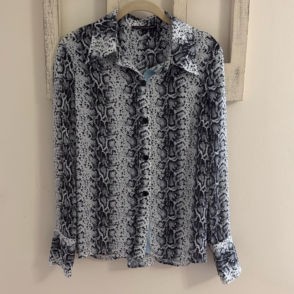 Central Park West Snakeskin Button Down Shirt